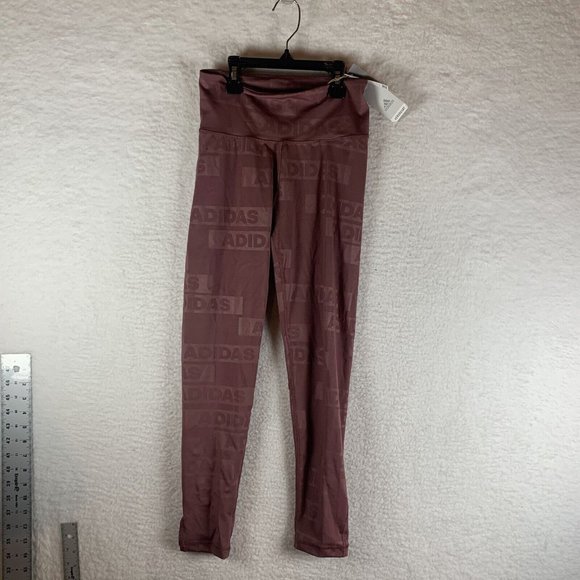 Adidas Tights Women's Small Quiet Crimson Deboss Optime Polyester Stretch 7267‎ - Picture 1 of 11